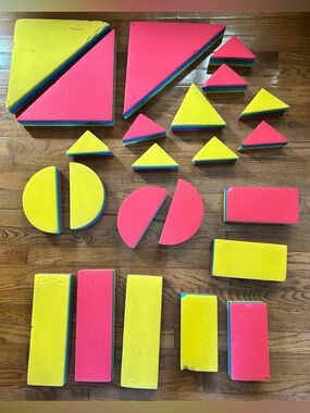 23 foam 3D shapes…halves, triangles, rectangles